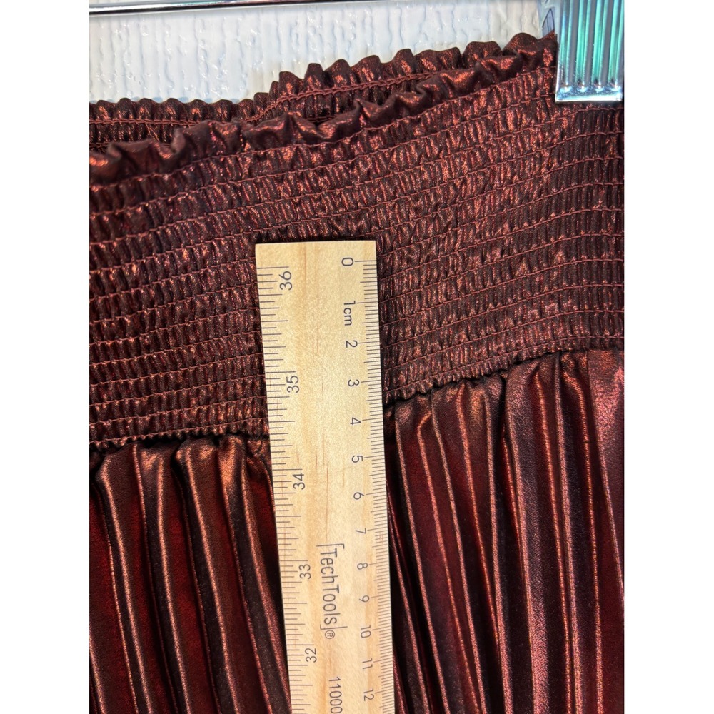 House of Harlow 1960 Pleated Shimmering Copper Party Skirt Sz M Fall - Picture 8 of 15